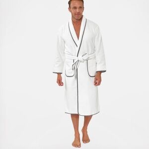 Boll & Branch Men's Plush Robe White Organic Cotton XL New Bath Pool